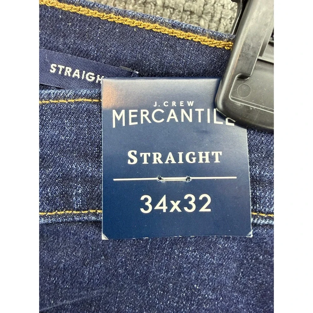 J.Crew Mercantile Jeans Mens 34x32 Fits (35x 31.75)Straight Flex Blue Dark New